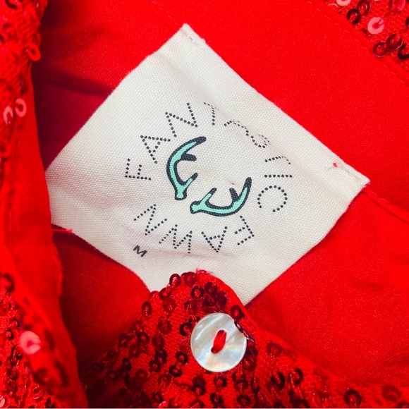 Fantastic fawn oversized red sequin ruffle detail shirt / blouse boho glam med - Picture 5 of 7